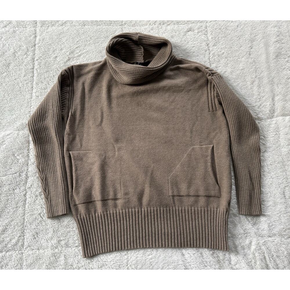 Renuar R-6677 Women’s Cowl Neck Sweater Size Medium Ribbed Mocha